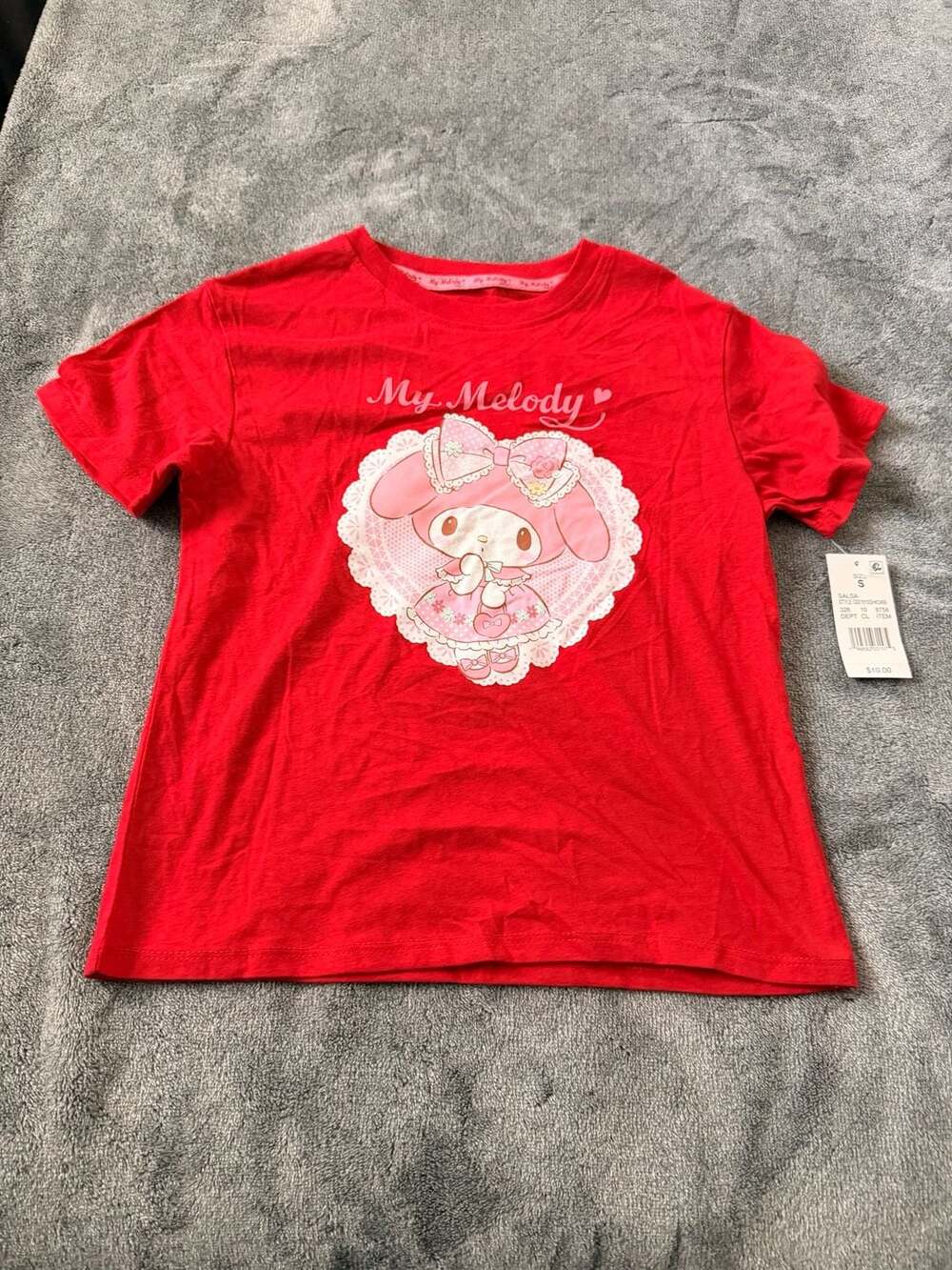 Sanrio My Melody Pastel Lace Heart Red Graphic T-Shirt